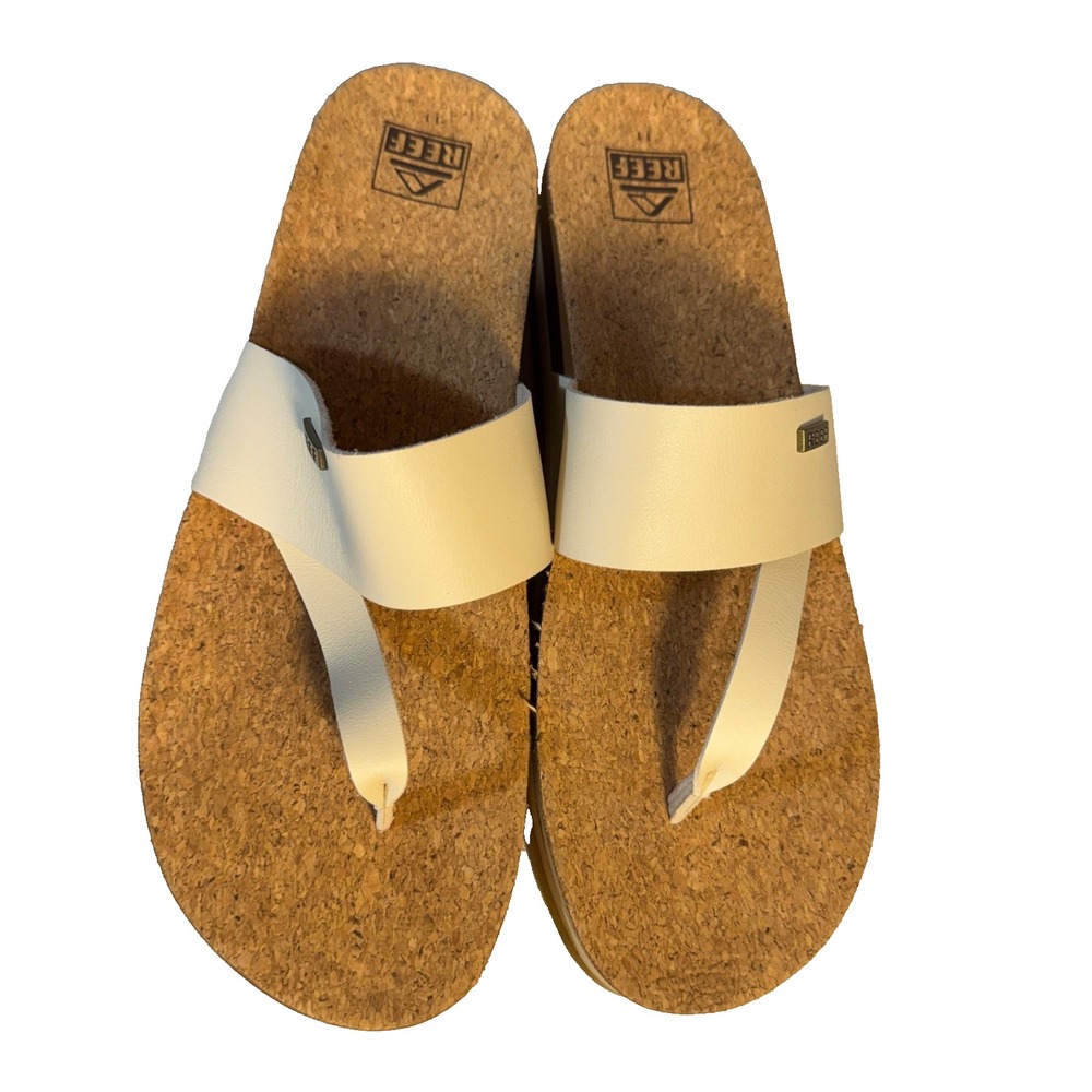 Reef size 11 women's sol hi platform sandals flip flops shoes Tan Leather beachy